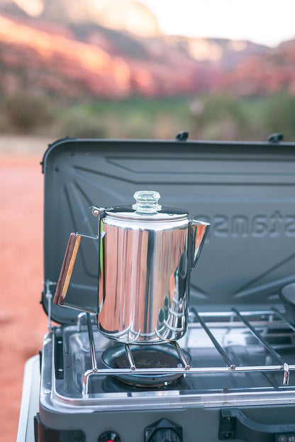 StanSport - Cafetera percolater de acero inoxidable para 9 tazas