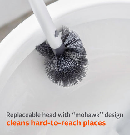 Full Circle Scrub Queen, cepillo para polvo de baño con soporte de cerámica y disco de tierra de diatomeas para prevención de moho y moho, limpiador de inodoro más higiénico, cabezal reemplazable