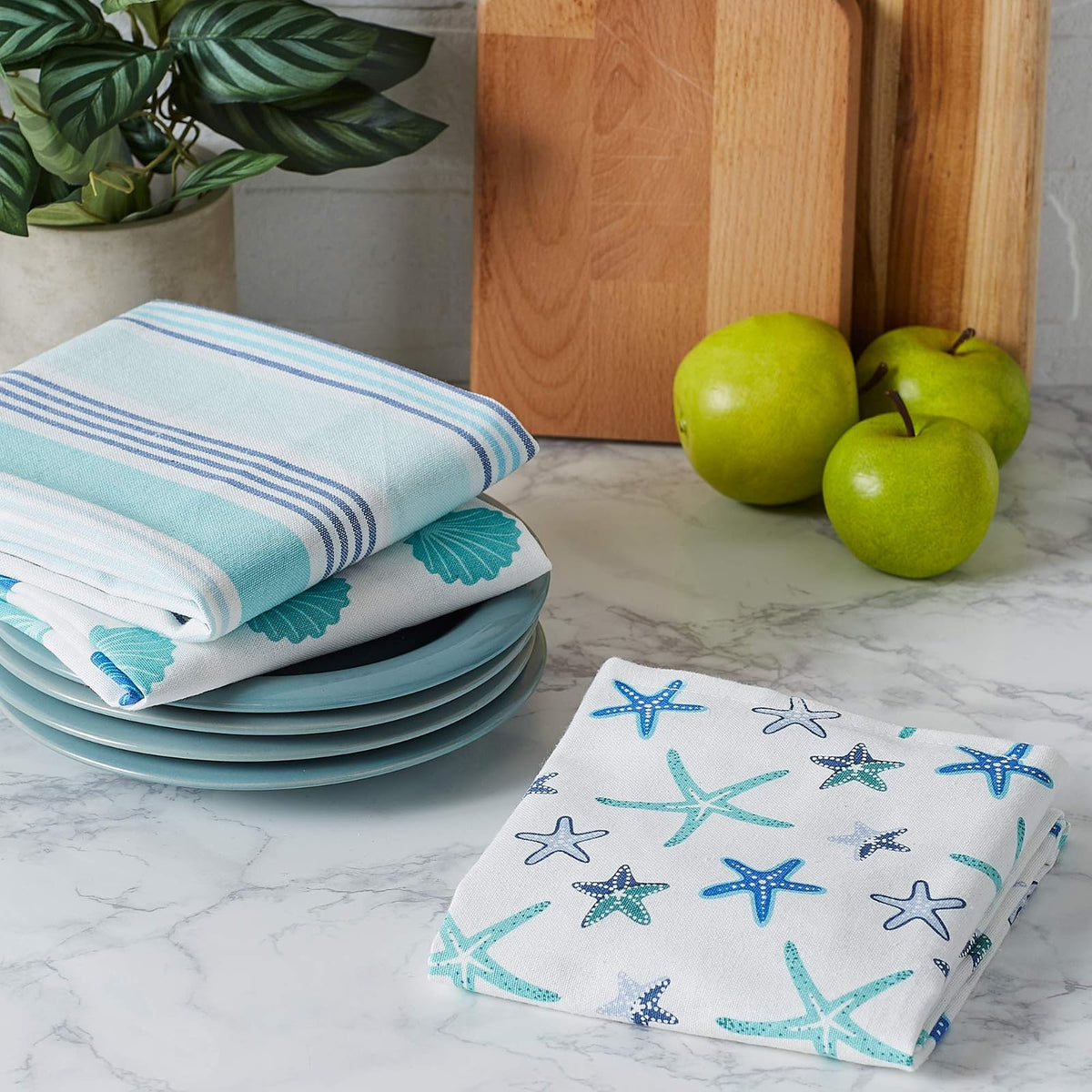 DII Fouta Beach House Vibes Collection - Juego de Ropa de Cocina, Juego de paños de Cocina, Peine de Playa, 3 Piezas