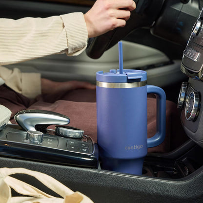 Contigo Streeterville - Vaso de acero inoxidable, 1.1 Litros, con popote, a prueba de fugas, frío durante 29 horas, color Índigo, 2204453