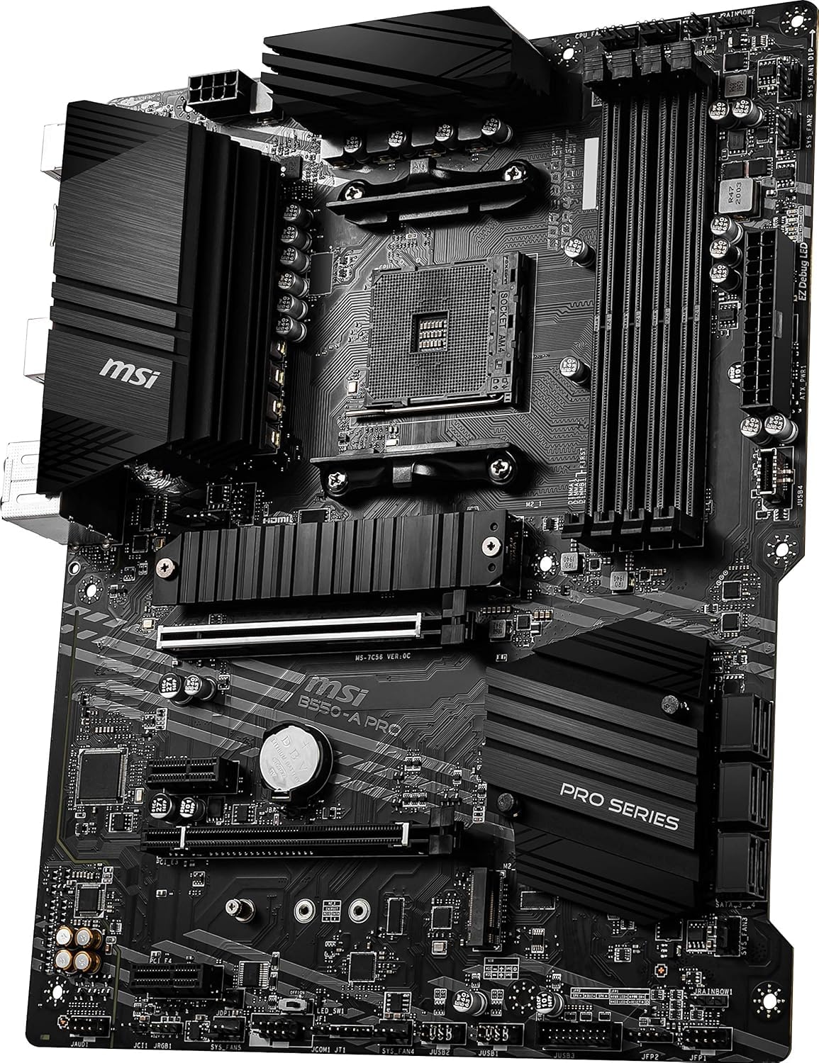 MSI B550-A Pro V1 ProSeries Motherboard (AMD Ryzen 5000, AM4, DDR4, PCIe 4.0, SATA 6Gb/s, M.2, USB 3.2 Gen 2, HDMI/DP, ATX)