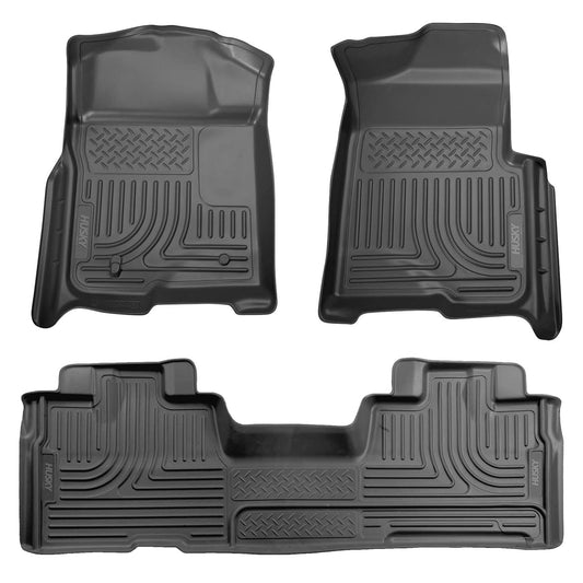 Husky Liners - Forros para Piso, Asiento Delantero y Segundo, SuperCab, Negro, Weatherbeater Front & 2nd Seat Floor Liners (Footwell Coverage)