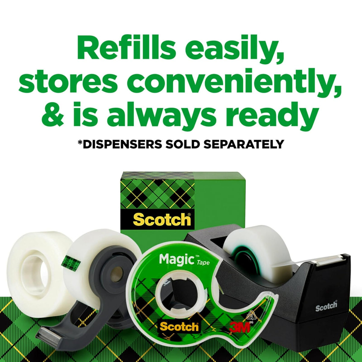 SCOTCH 3M Cinta Adhesiva Mágica Invisible 3 rollos de 19mm x 32.9m | Ideal para diferentes proyectos creativos, Acabado invisible, Escribe sobre ella, Para reparar etiquetar