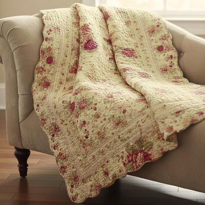 Greenland Home Antique Rose 100% algodón Manta Decorativa Reversible, Tamaño 152 x 127 cm, Maril (Ecru)