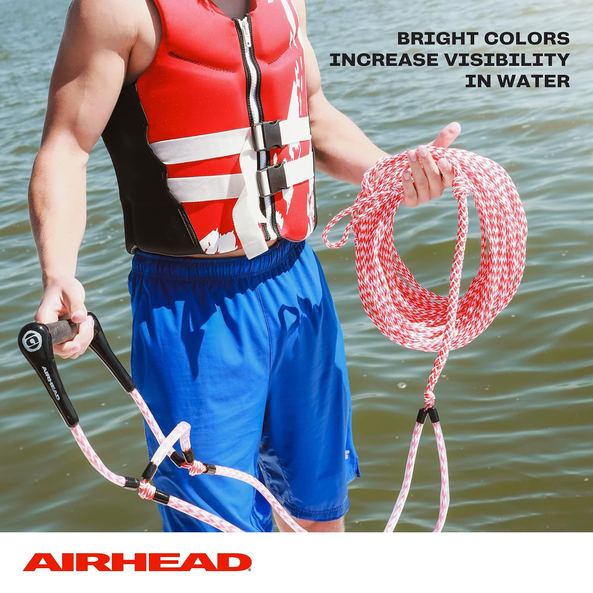 Airhead Ez Up Slalom Cuerda de Entrenamiento, Cuerda de esquí acuático para Aprendizaje, 1 sección, 75 pies