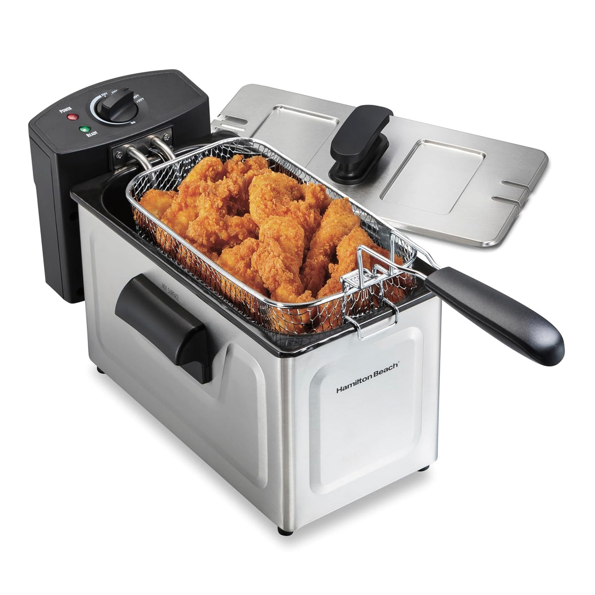 Hamilton Beach 35034 Freidora Eléctrica de Aceite Estilo Profesional - Acero - 3 l - Freidora