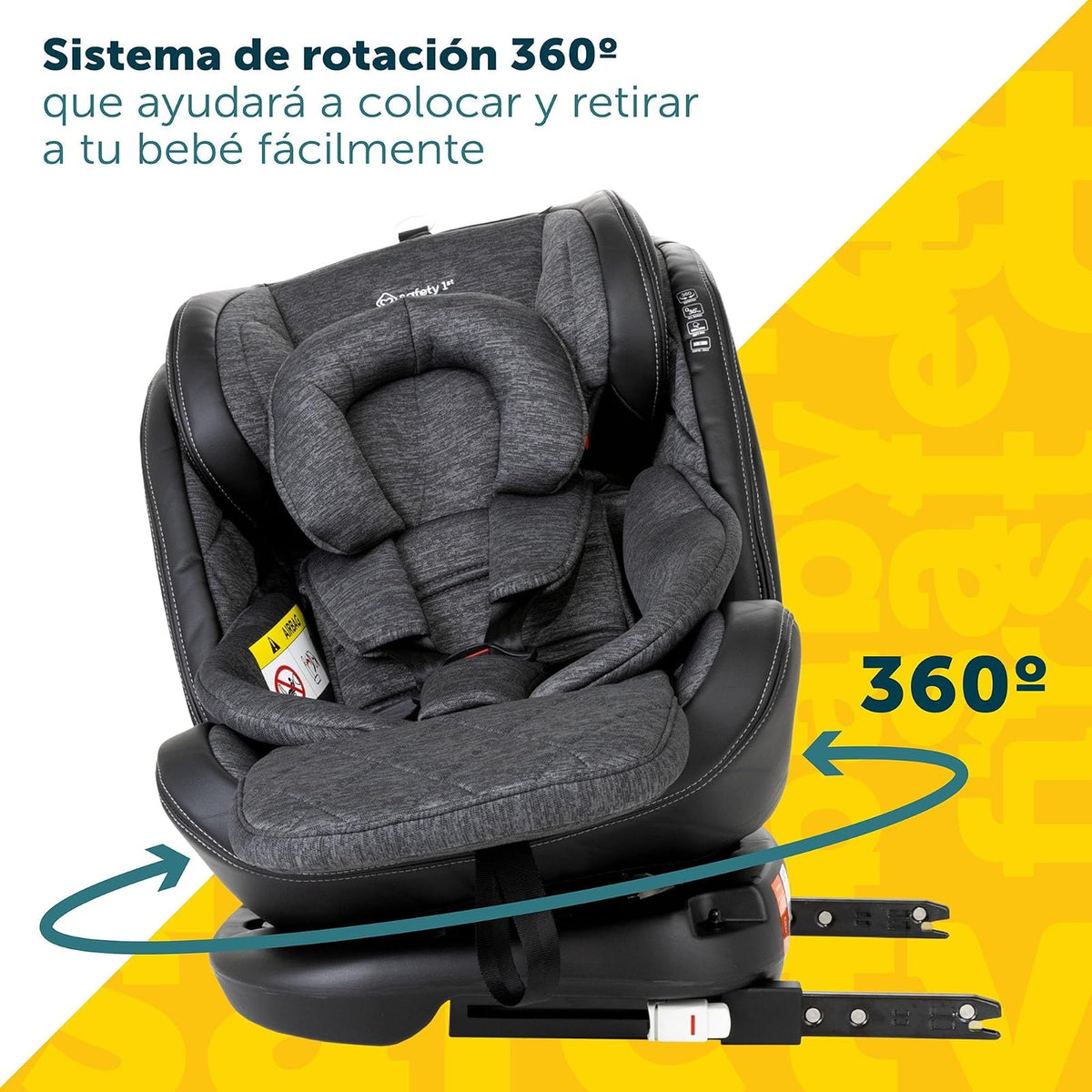 Safety 1st Autoasiento Giro 360 Pro Gris Oxford | Uso desde Recién Nacidos hasta 36kg