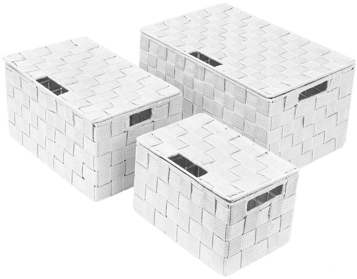 Sorbus - Juego de cesta de almacenamiento plegable con asas de transporte integradas, ideal para la organización del hogar, guardería, sala de juegos, armario, dormitorio, etc., Lid Bins - 3 Pack