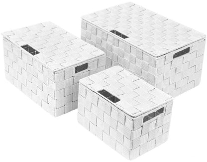 Sorbus - Juego de cesta de almacenamiento plegable con asas de transporte integradas, ideal para la organización del hogar, guardería, sala de juegos, armario, dormitorio, etc., Lid Bins - 3 Pack