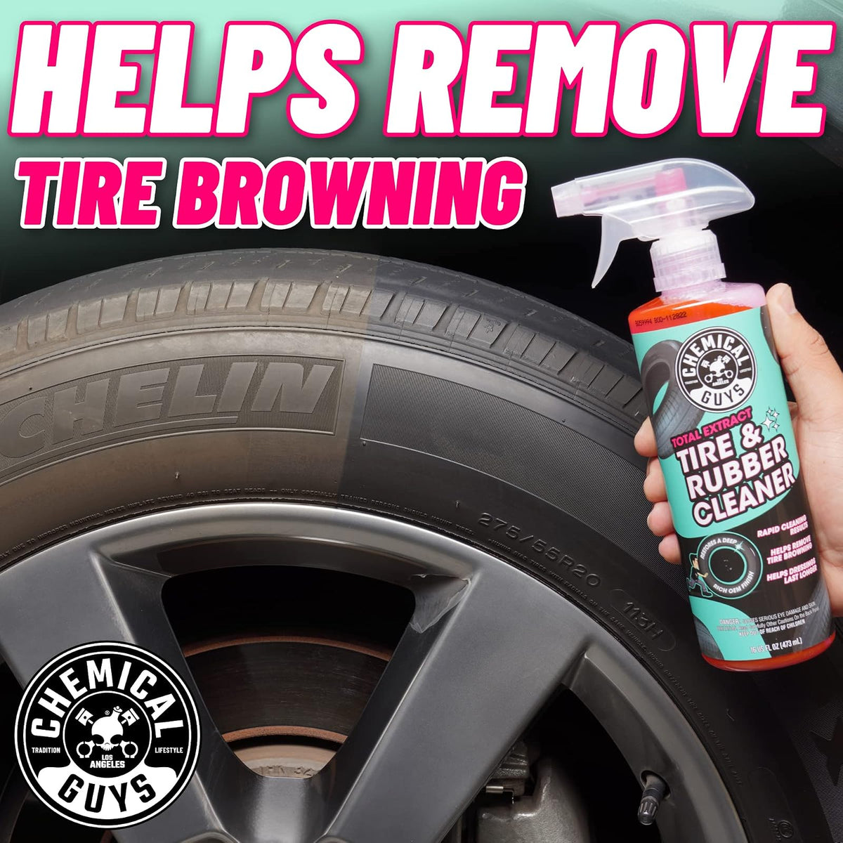 Chemical Guys Limpiador de neumáticos y Caucho Total Extract, Seguro para Automóviles, Camiones, todoterrenos, Motocicletas, vehículos recreativos y más, 473 ml