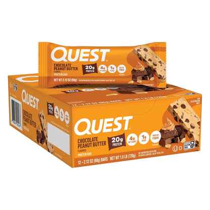 Quest Nutrition Barra de Proteína sabor Chocolate con Crema de Cacahuate - 12 Piezas