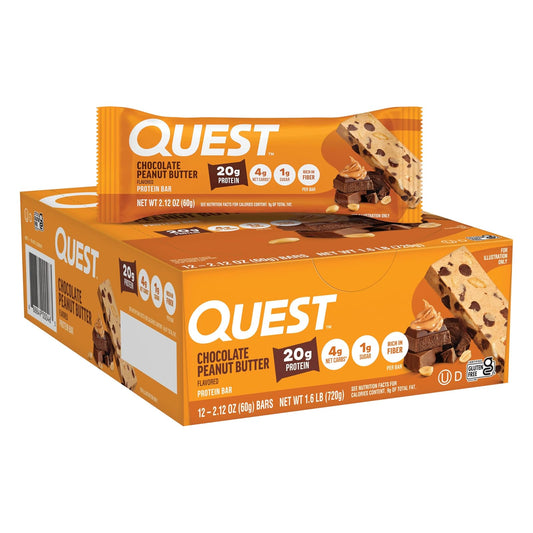 Quest Nutrition Barra de Proteína sabor Chocolate con Crema de Cacahuate - 12 Piezas