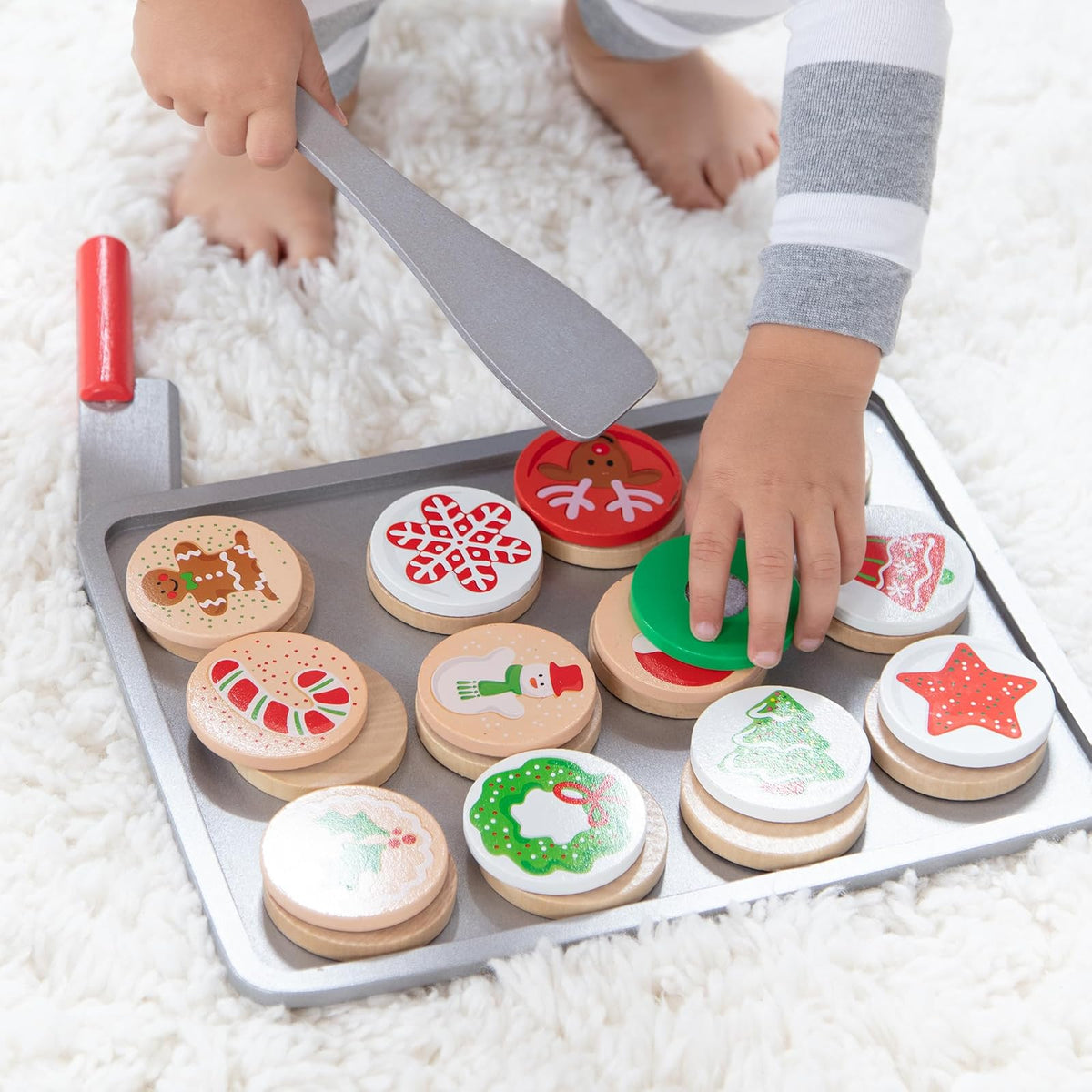 Melissa & Doug Juego de Madera Para Rebanar y Hornear Galletas de Navidad