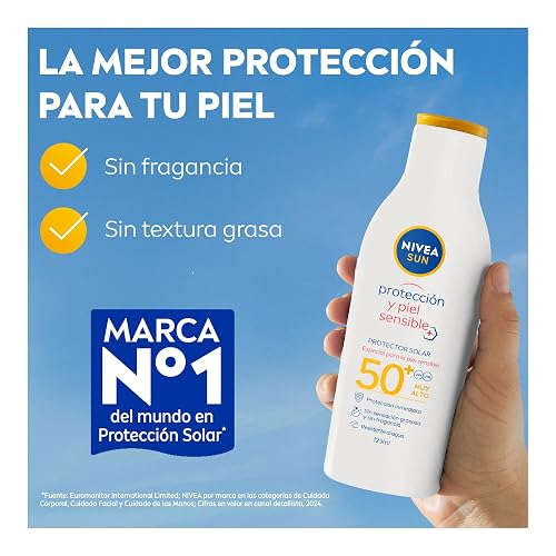NIVEA SUN Protector Solar Facial Control De Brillo (50 ml), con Efecto Matificante de Larga Duración + SUN Protector Solar Corporal Protect & Sensitive (125 ml) Loción Solar en Spray