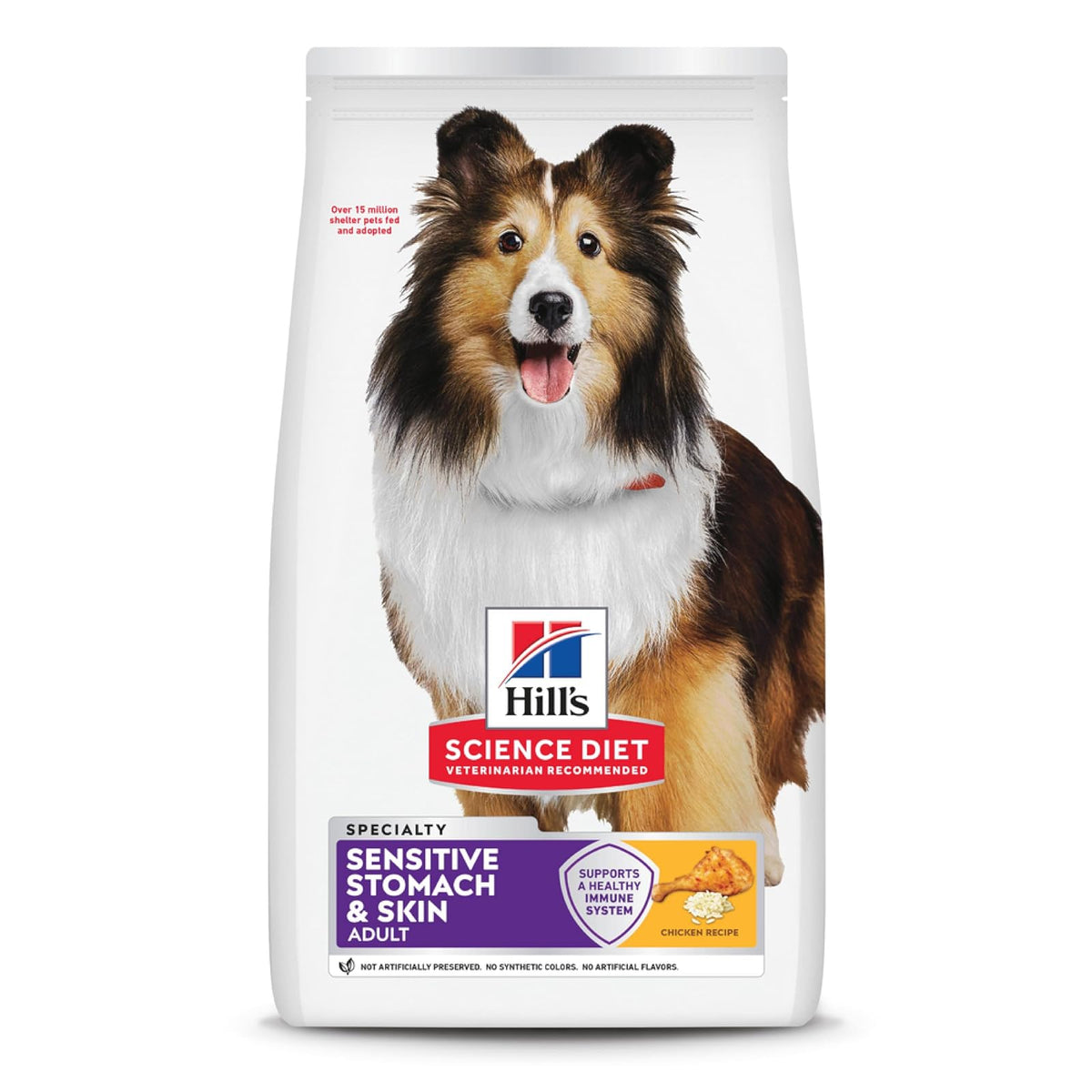 Hill's Science Diet Croquetas para Perro Adulto Piel Sensible 13.6Kg | Croquetas Hill's para perro, pollo real, piel y estómago sensible, alta digestibilidad, barrera cutánea sana