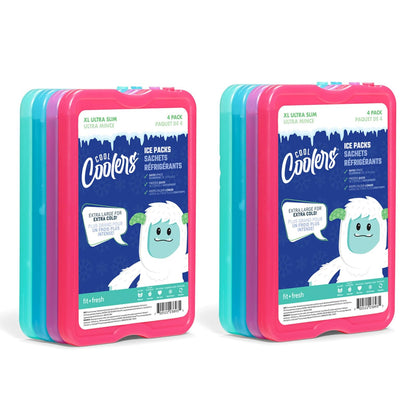 Cool Coolers by Fit + Fresh, reutilizables y de larga duración XL Slim Ice Packs, paquetes fríos para loncheras, paquete de hielo para bolsas de almuerzo. Accesorios para camping, playa, almuerzo y trabajo, paquete de 12 unidades, multicolor