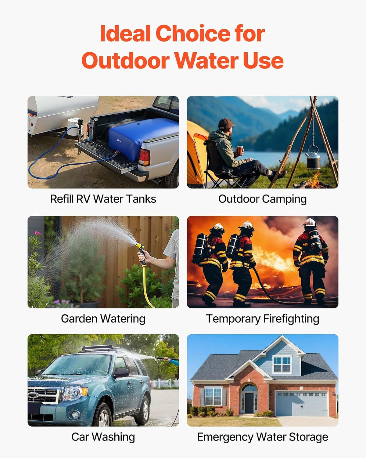 VEVOR ​Vejiga del Almacenamiento de Agua con Válvula 1000 L, Bolsa de Agua de PVC Doble Capa 1000D, Portátil y Plegable, Resistente a Fugas, para Autocaravanas, Camiones, Uso en Exteriores, Azul