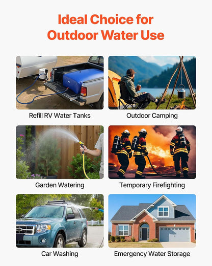 VEVOR ​Vejiga del Almacenamiento de Agua con Válvula 1000 L, Bolsa de Agua de PVC Doble Capa 1000D, Portátil y Plegable, Resistente a Fugas, para Autocaravanas, Camiones, Uso en Exteriores, Azul