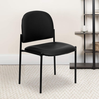 Flash Furniture Tania Comfort - Silla apilable de Vinilo tapizada con Asiento Acolchado, Silla apilable Moderna para Sala de Estar/Oficina, Color Negro