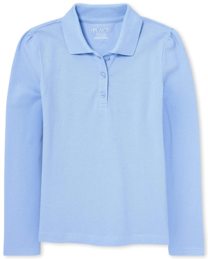 Polo Escolar de Manga Larga en Piqué para Niña - The Children's Place - XS - Daybreak individual
