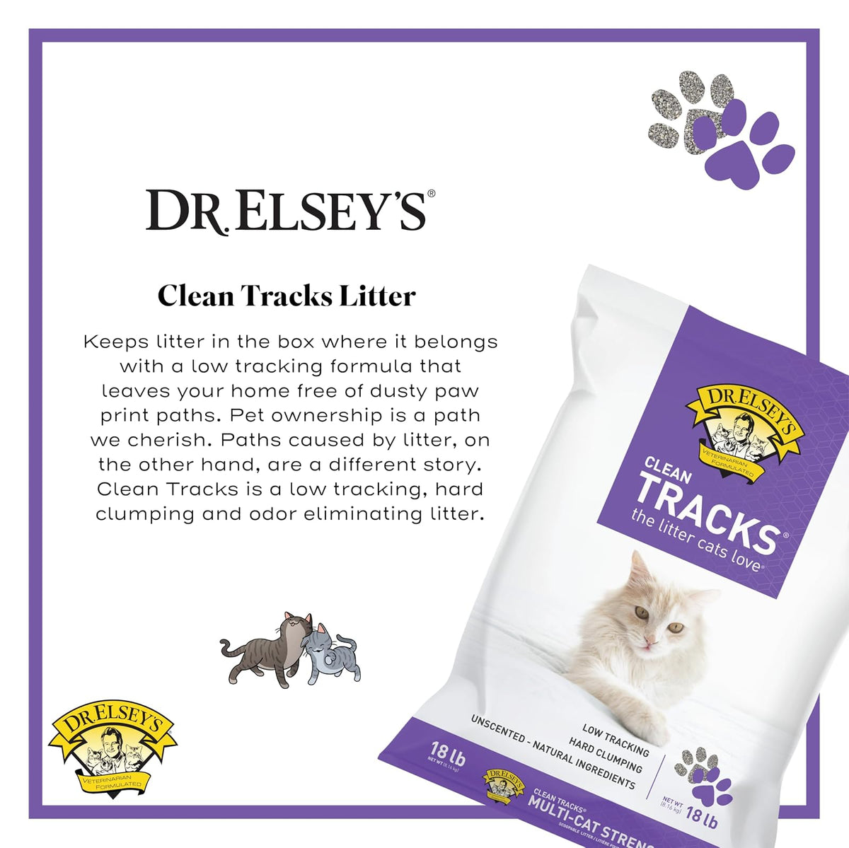 Dr. Elsey's Arena para Gatos de Alta Calidad, Pistas limpias, bajo Polvo, bajo Seguimiento, aglutinamiento Duro, Control de olores Superior, Ingredientes Naturales y sin Perfume