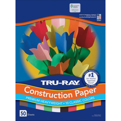 Tru-Ray P103031, 10 colores clásicos, 9 x 12 pulgadas, 50 hojas