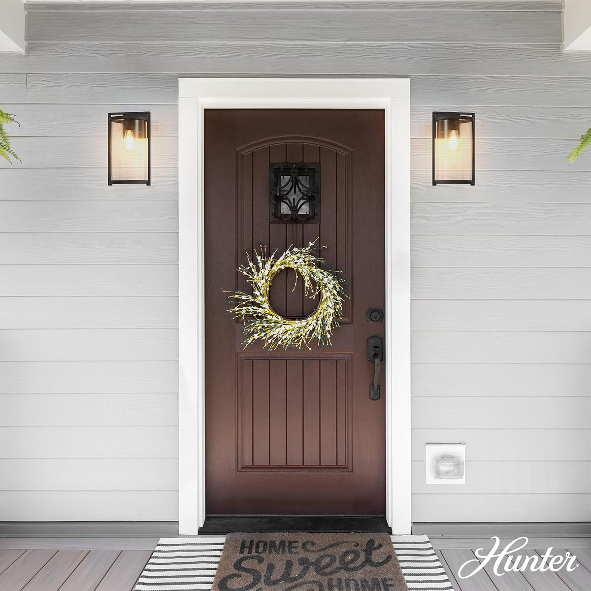 Hunter Fan, Colgante de pared Astwood Negro Mate para Exterior 1 Luz 14 pulgadas