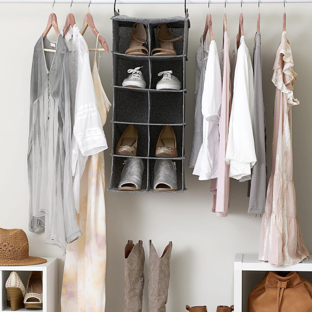 Household Essentials - Organizador de 10 Bolsillos para Colgar Zapatos con Ganchos