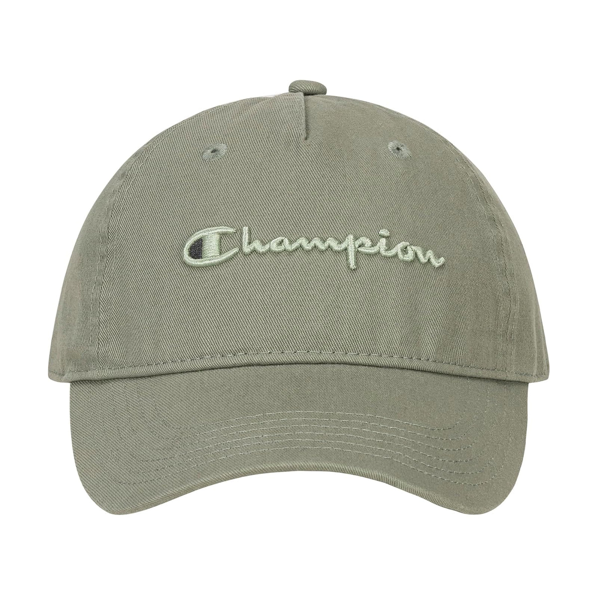 Champion Script Embroidery Washed Cotton Twill Adjustable Baseball Cap Gorra de béisbol Mujer - Talla Única - Ecología Verde