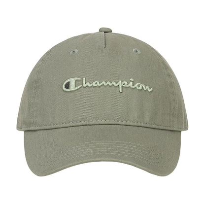 Champion Script Embroidery Washed Cotton Twill Adjustable Baseball Cap Gorra de béisbol Mujer - Talla Única - Ecología Verde