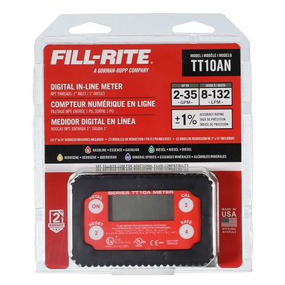 Fill-Rite TT10AN - Medidor digital de transferencia de combustible de 1 '2-35 GPM