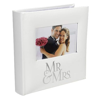 Malden International Designs - Álbum de fotos con tapa de apertura de notas y fotos, 160-4x6, blanco
