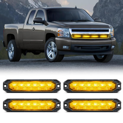 Nilight Kit de 4 Luces LED Estroboscópicas de Emergencia, Verde y Blanco - Ámbar