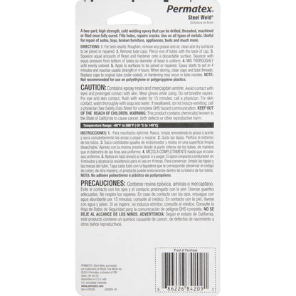Permatex 84209 PermaPoxy Epoxi multimetal de 4 Minutos, Dos Tubos de 1 Onza, Gris