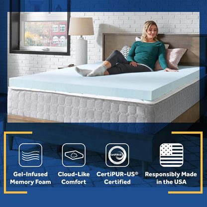 Sealy TrueForm - Colchón de Espuma viscoelástica de 3 Pulgadas, Color Azul