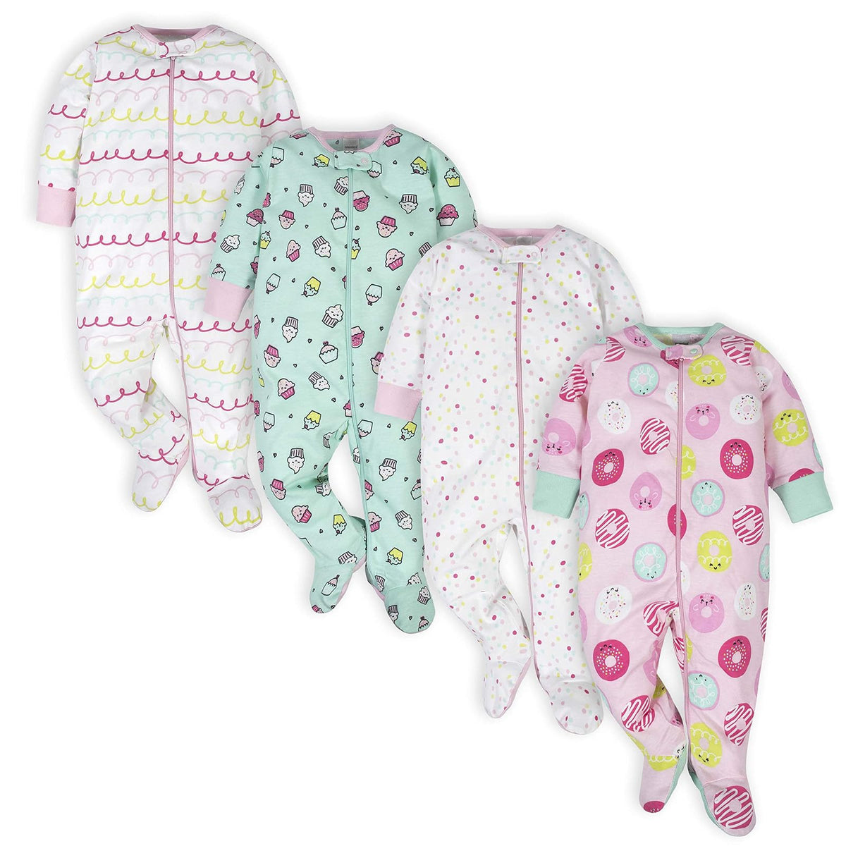 Onesies Brand Paquete de 4 Pijamas Sleep 'N Play para Bebé - 3-6 Meses - Dulces Rosas