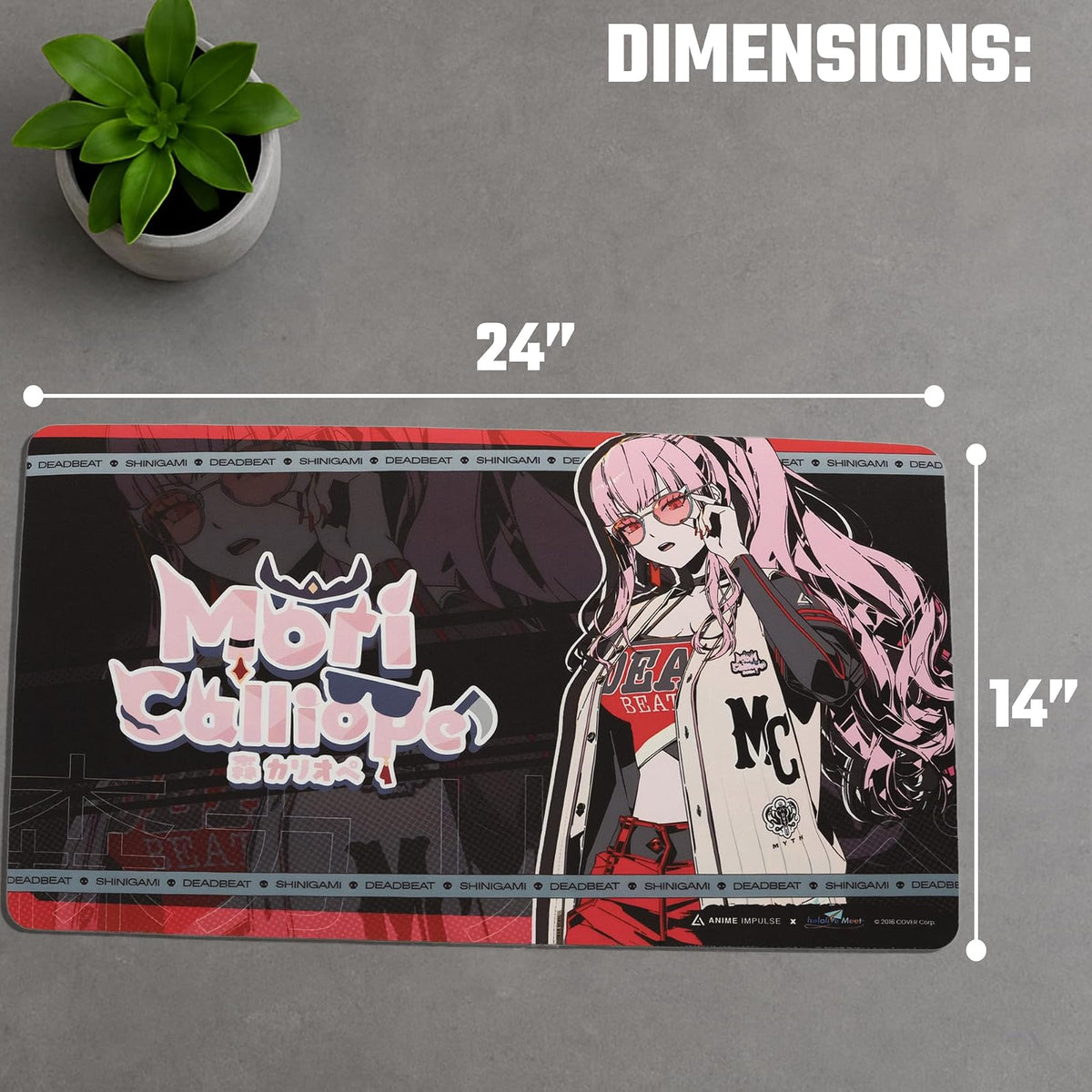 Anime Impulse x Mori Calliope - Alfombrilla de Mouse para Juegos de computadora, hololive Production con Licencia Oficial de Alta Calidad, Antideslizante TCG o Alfombrilla de computadora de Oficina