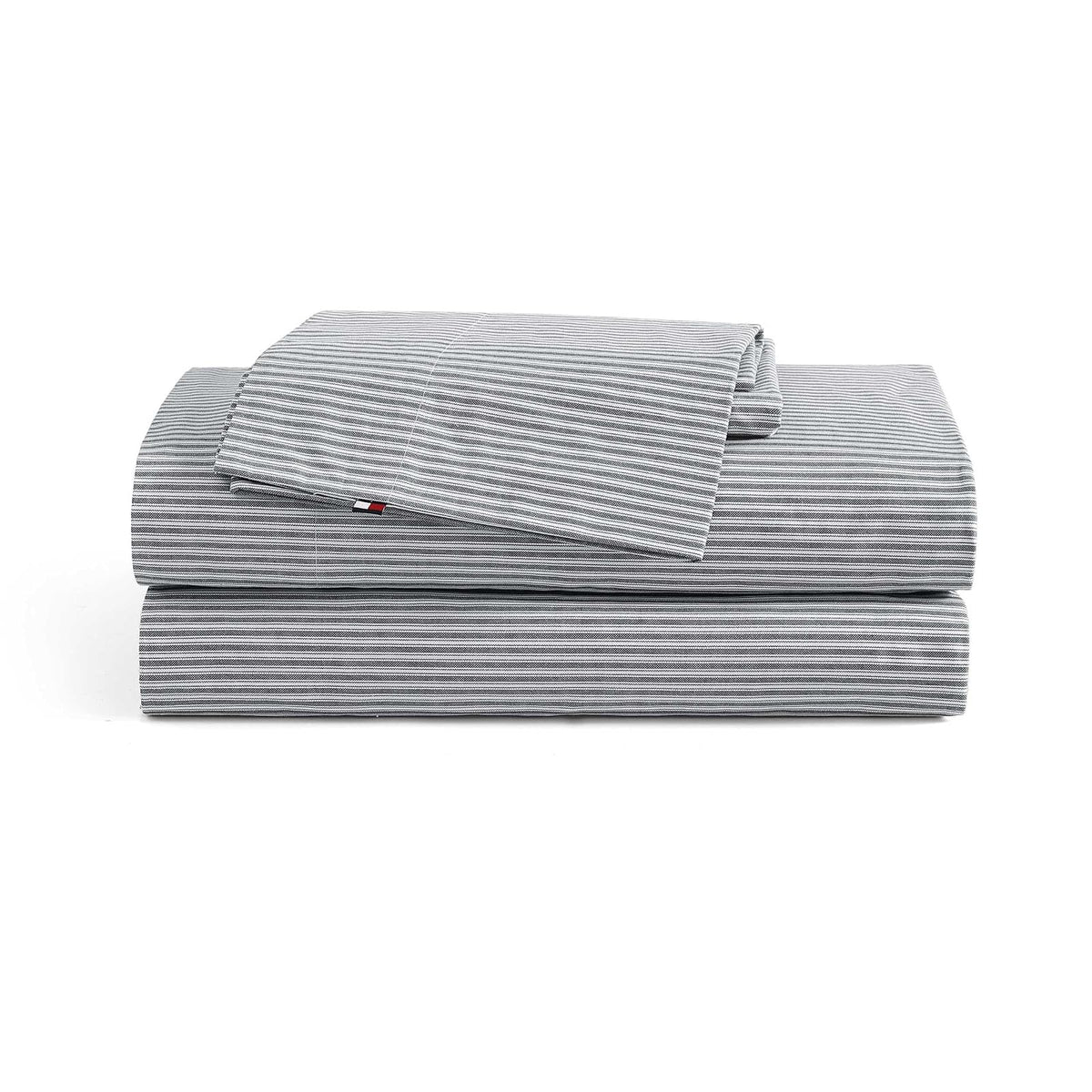 Tommy Hilfiger Juego de Sábanas 100% Percal de Algodón - Highland Ticking Stripe Navy - Individual
