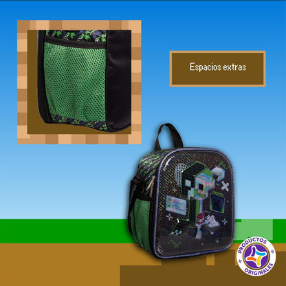 Ruz Lonchera Infantil y Preescolar | Minecraft | 100% Poliéster Capacidad 3 Litros | Lonchera con Diseño para Niños con Compartimento Interno y Cierre de Cremallera | Recomendado desde 3 años