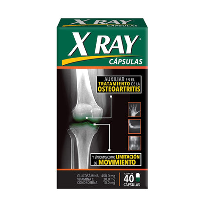 X RAY Coadyuvante en el tratamiento de la osteoartritis, Libera tus articulaciones y ponte en movimiento gracias a su formulación con glucosamina (450 mg), vitamina C (30 mg) y Condroitina (10 mg)