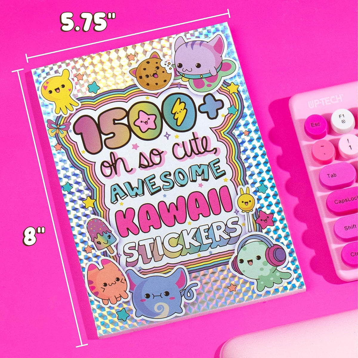 Just My Style - 1500 pegatinas Kawaii, libro de 43 páginas para álbumes de recortes, planificadores, letras de características, planificador feliz, portátil, calcomanías para botellas de agua para
