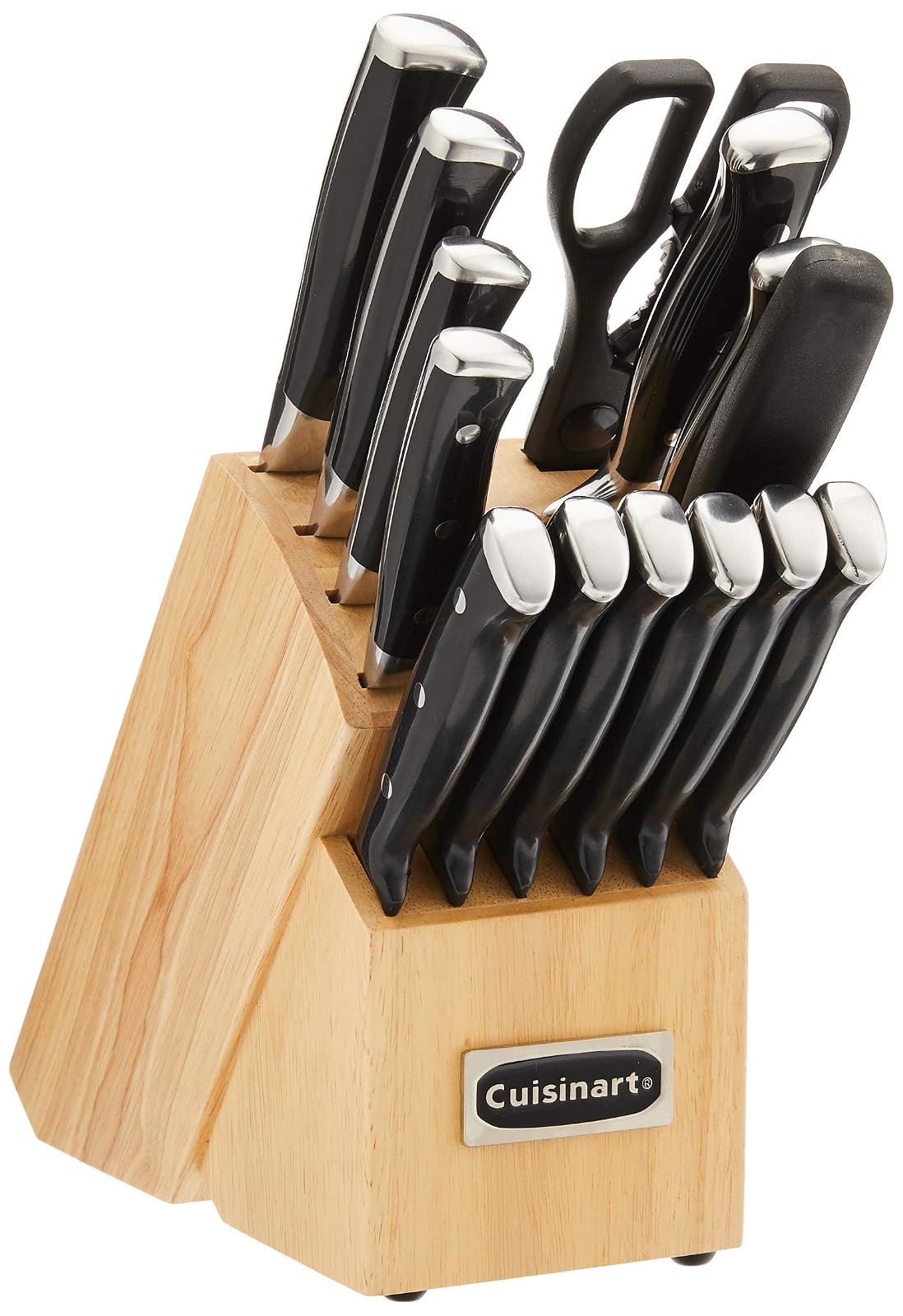 Cuisinart Juego de Cuchillos de 15 Piezas con Bloque, Remache de Acero, Negro