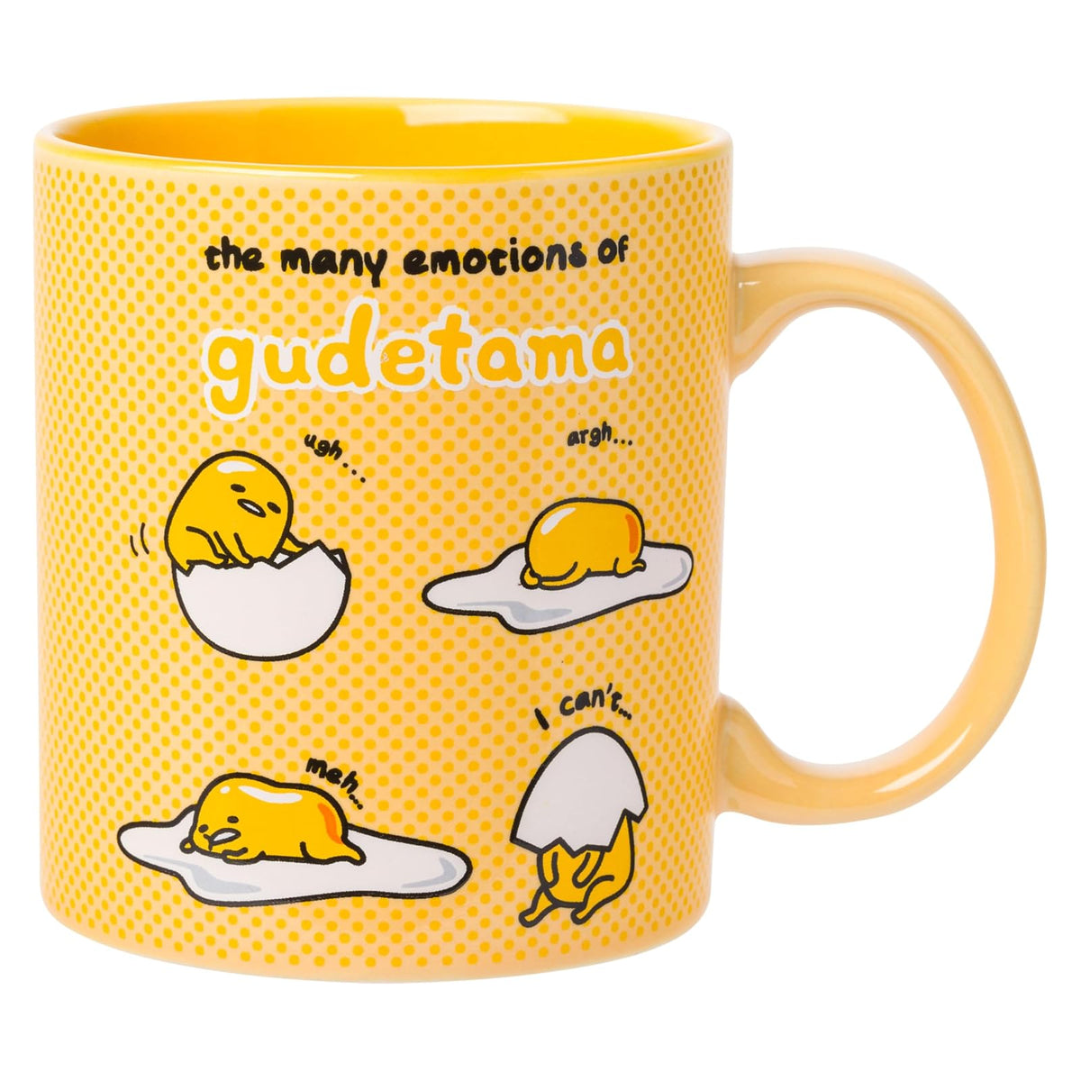 Silver Buffalo Sanrio The Many Emotions of Gudetama Lazy Egg Taza de cerámica, 20 onzas