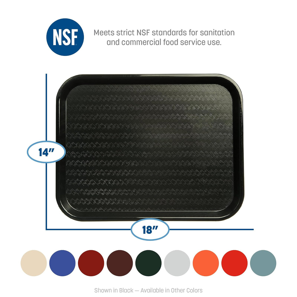 Carlisle FoodService Products Bandeja de Comida rápida de 14 x 18 Pulgadas, Polipropileno Duradero con Superficie Antideslizante, apilable para cafeterías y escuelas, sin BPA, Color Burdeos