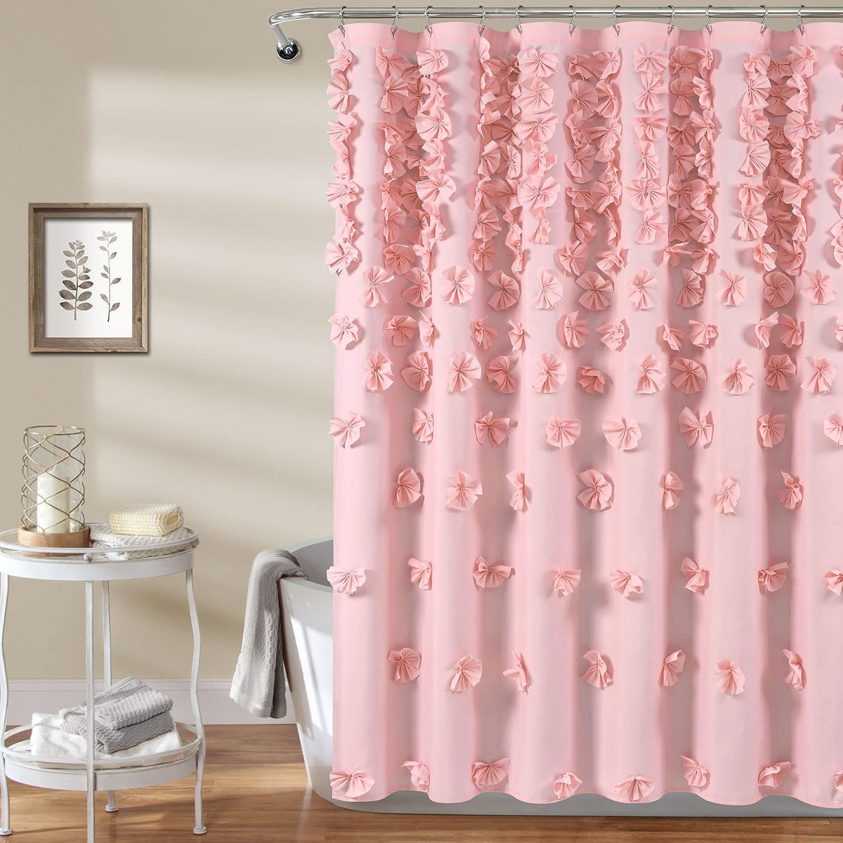 Lush Decor Riley - Cortina de Ducha, 72 x 72 Pulgadas, Color Rosa