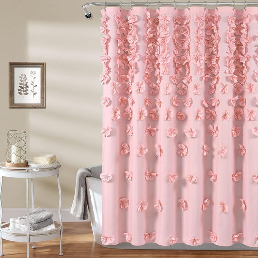 Lush Decor Riley - Cortina de Ducha, 72 x 72 Pulgadas, Color Rosa