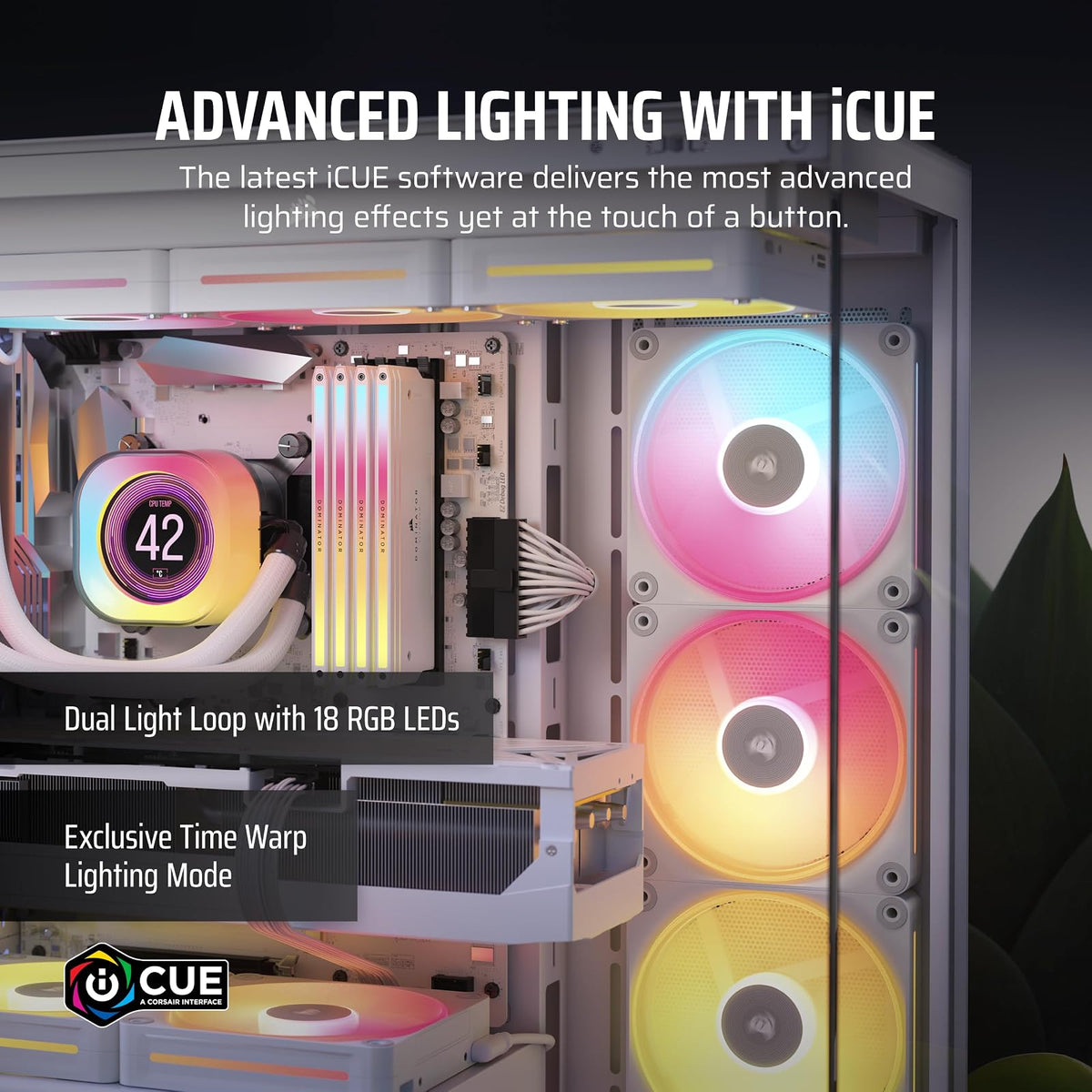 Corsair iCUE Link LX140-R RGB 140mm Ventilador Inverso PWM – Ventilador Único – Bajo Nivel de Ruido, Cojinete de Cúpula Magnética, Lazos de Luz Duales, Tornillos QuikTurn™, Cero RPM – Blanco