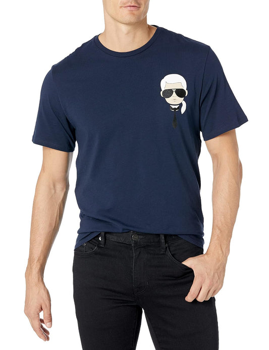 Karl Lagerfeld - Playera clásica de Manga Corta con Cuello Redondo para Hombre
