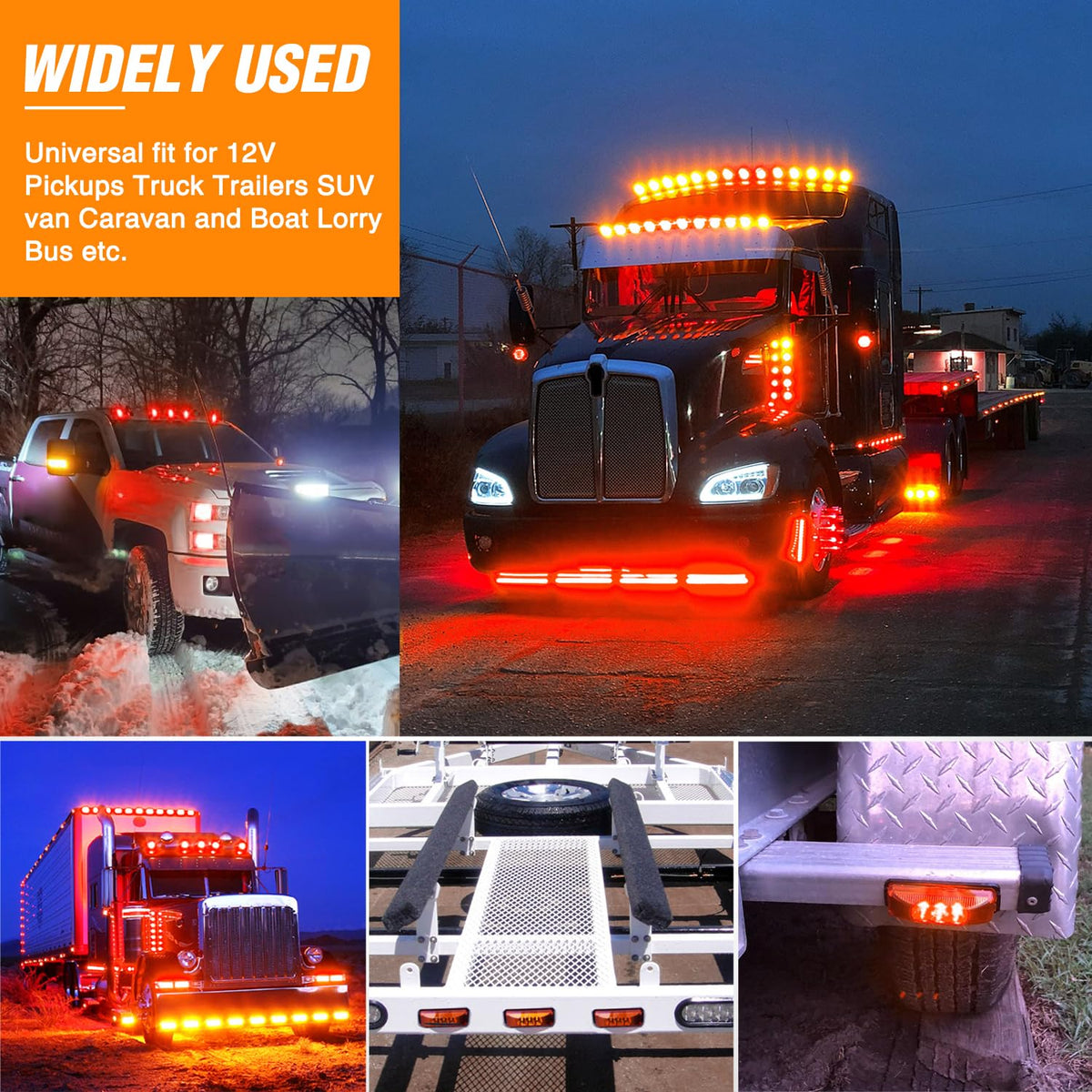 Nilight Luces LED para Remolque TL-33, 10 cm, Indicadoras Laterales, Ámbar/Rojo, Impermeables, 4 Piezas