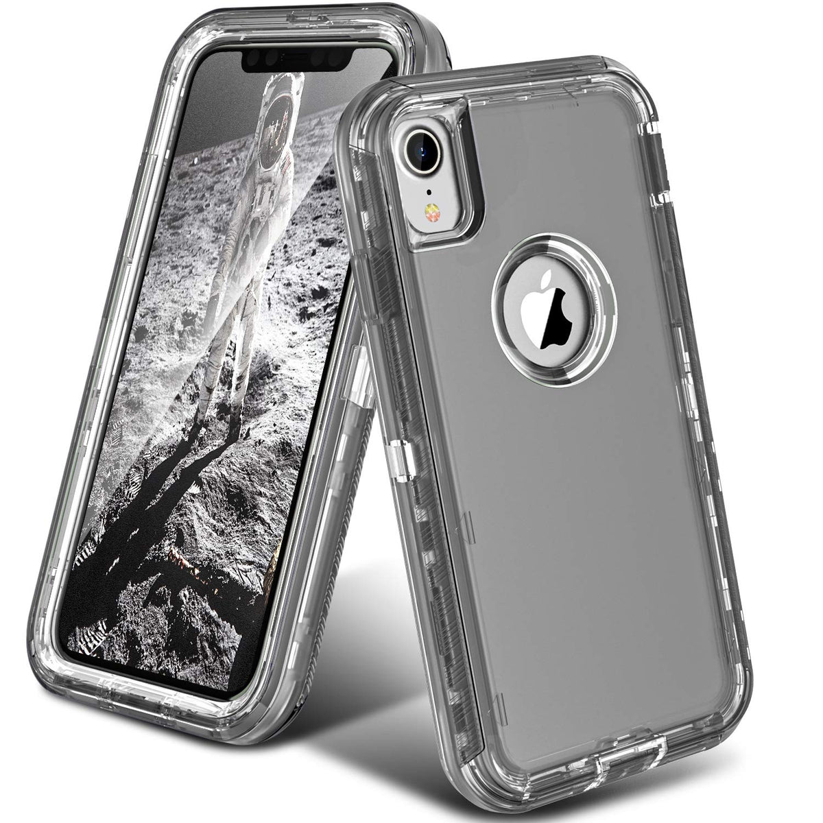 ORIbox Carcasa Translúcida para iPhone XR, Bordes Suaves - Gris cristal - iPhone XR - Estuche